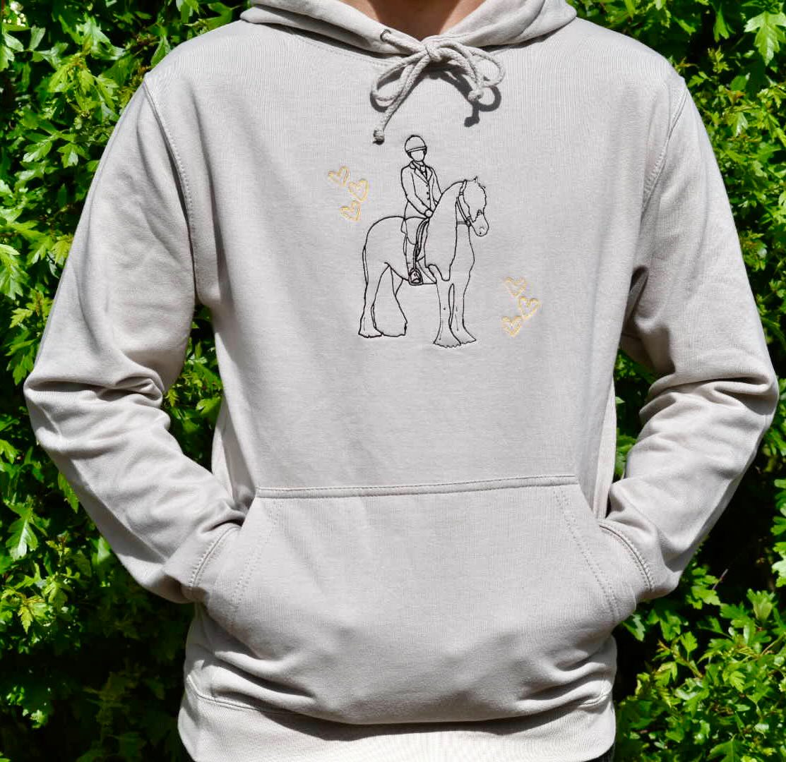 Children's Personalised Embroidered Horse Line Art Hoodie