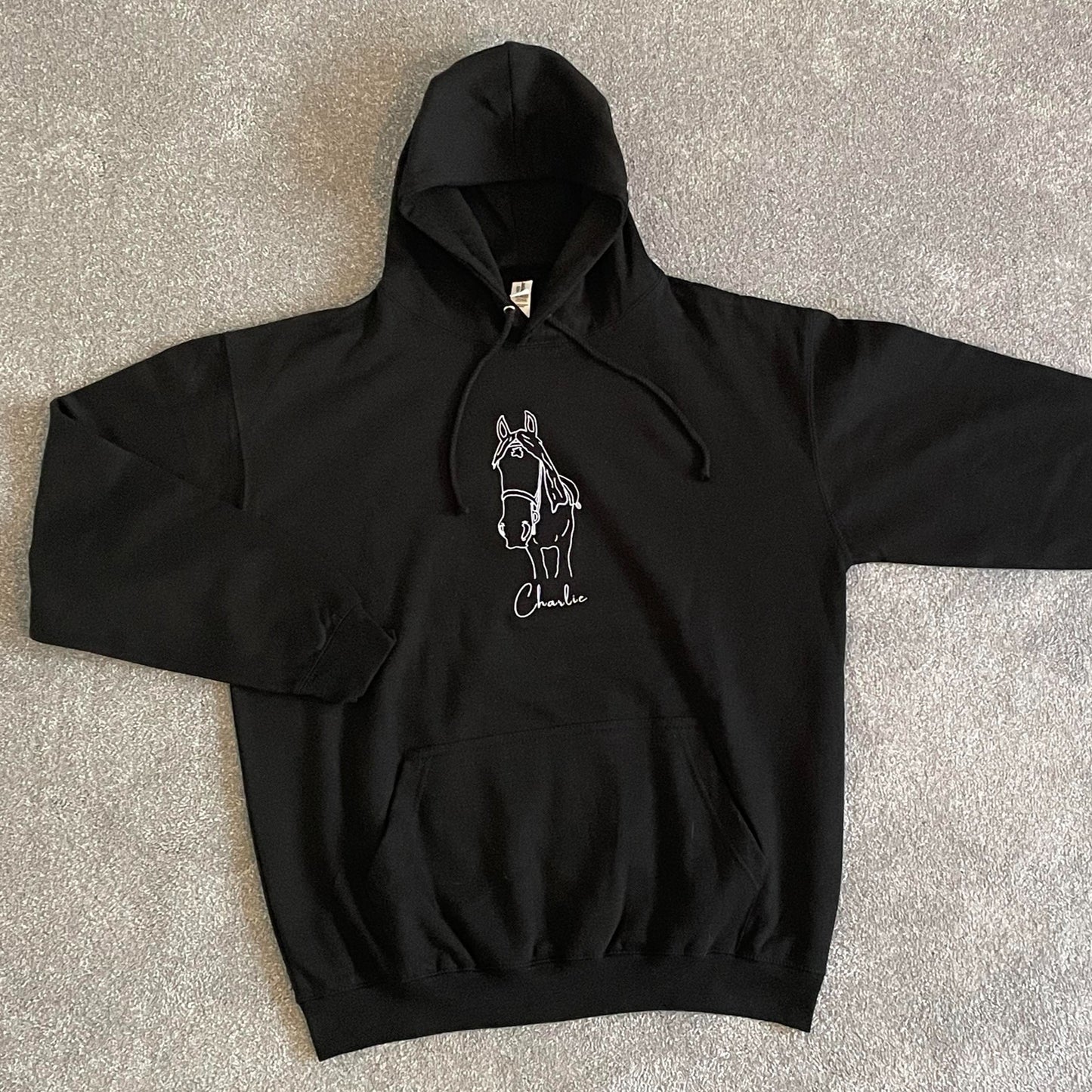 Children's Personalised Embroidered Horse Line Art Hoodie