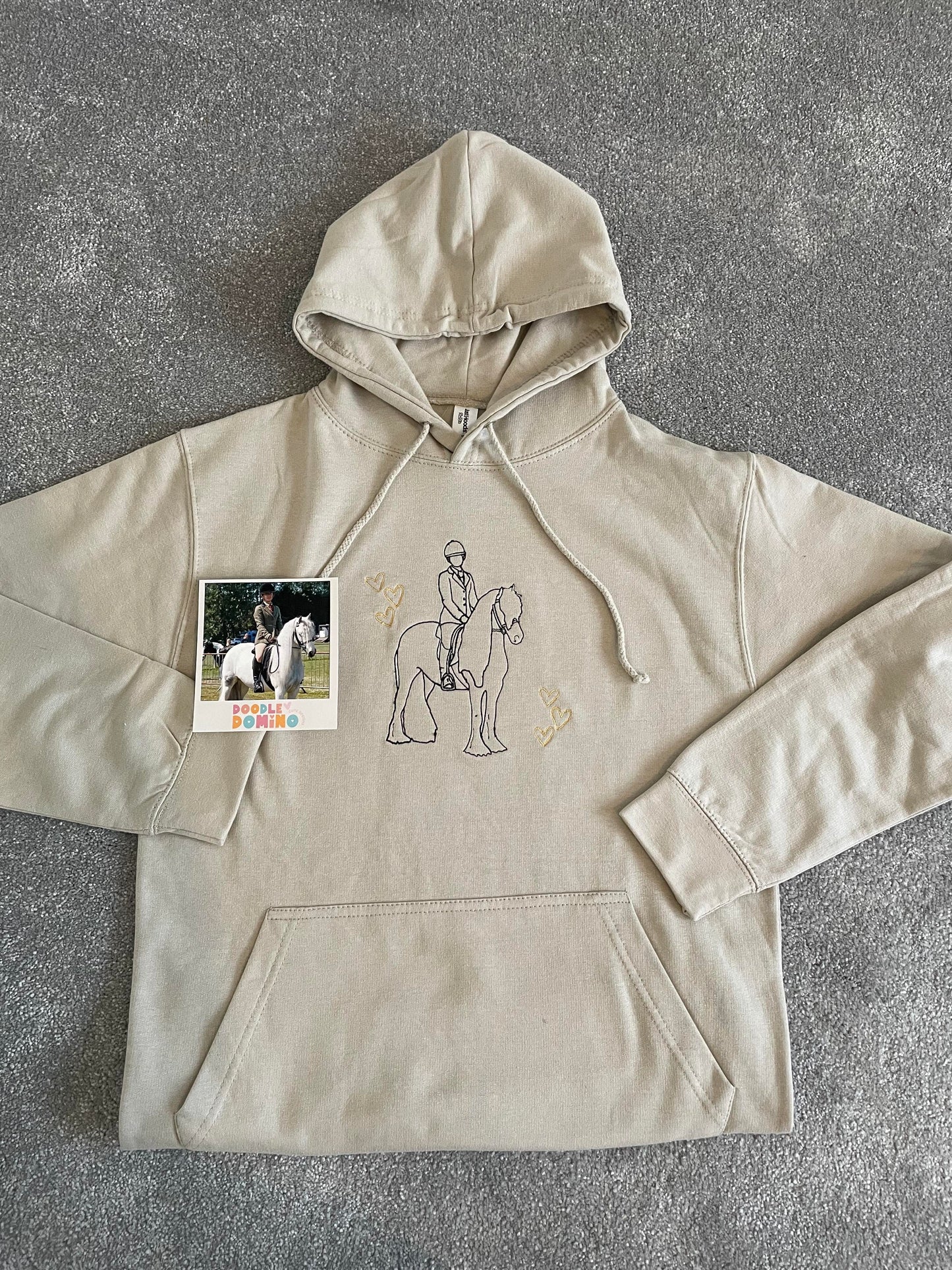 Children's Personalised Embroidered Horse Line Art Hoodie