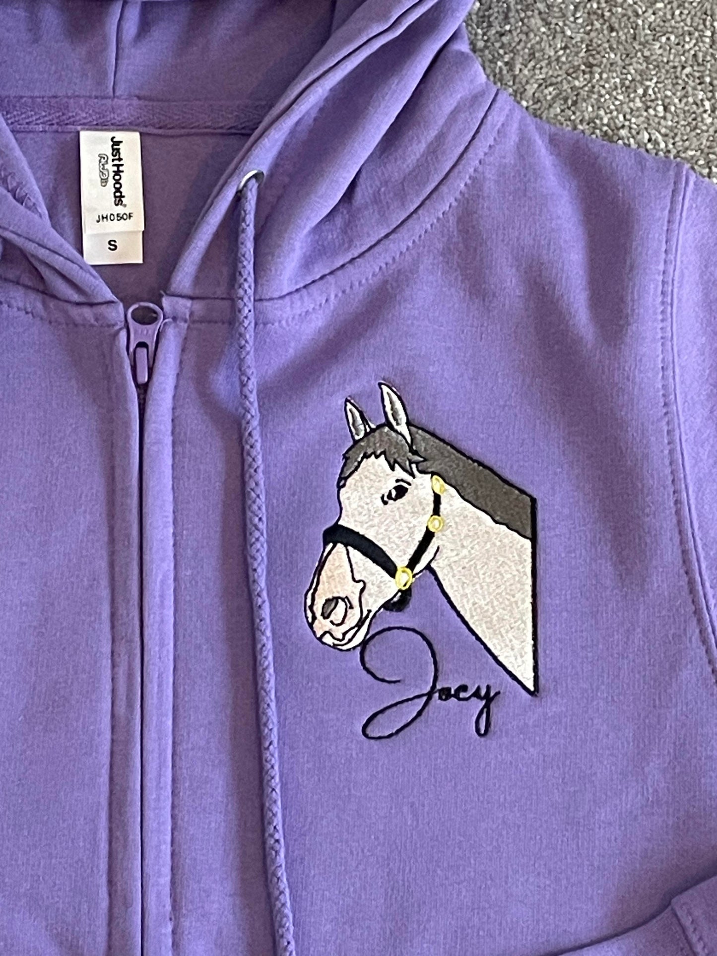 Horse Embroidered Illustration Hoodie/Jumper