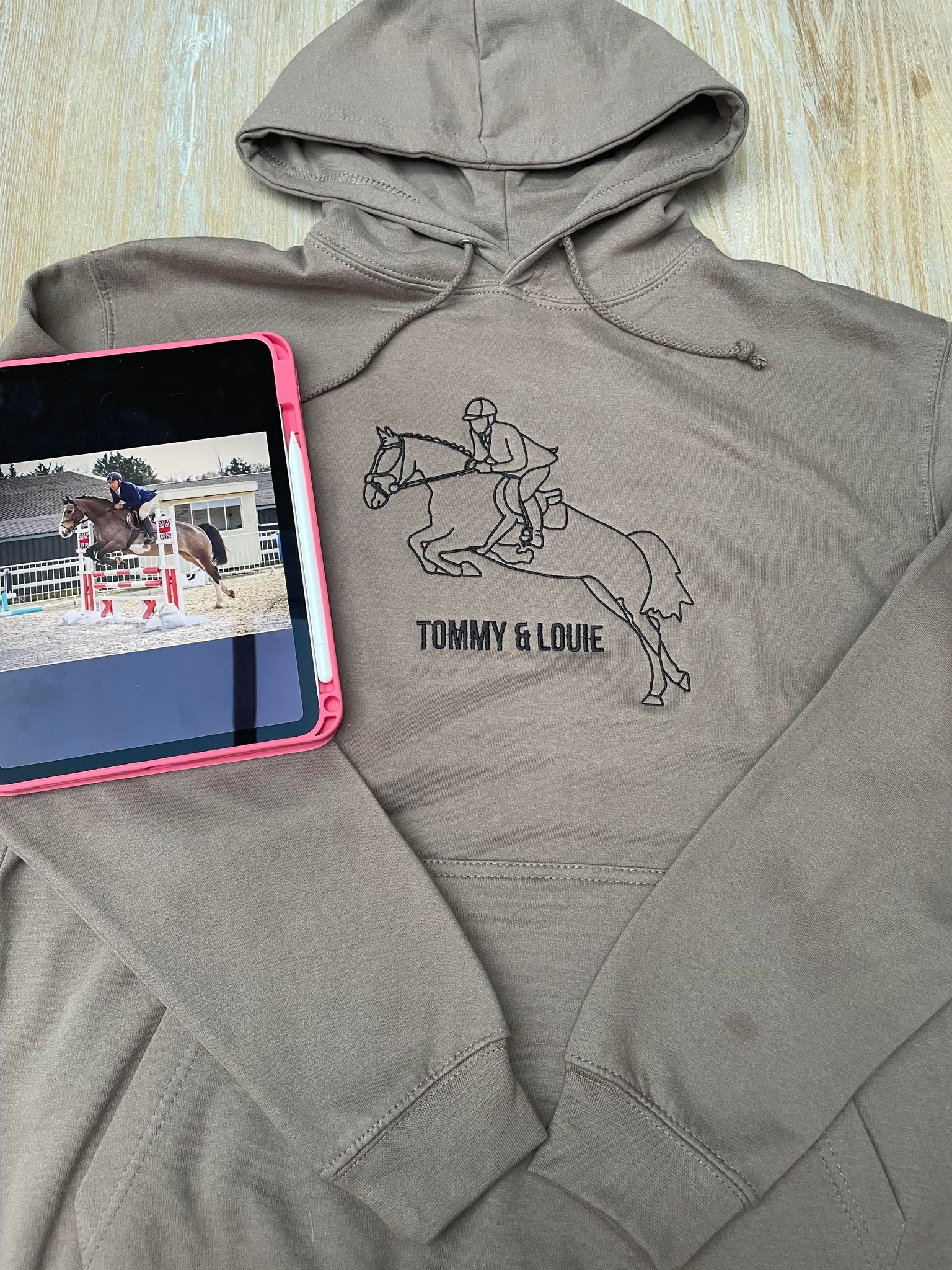 Personalised Embroidered Horse Line Art Hoodie - Main Image