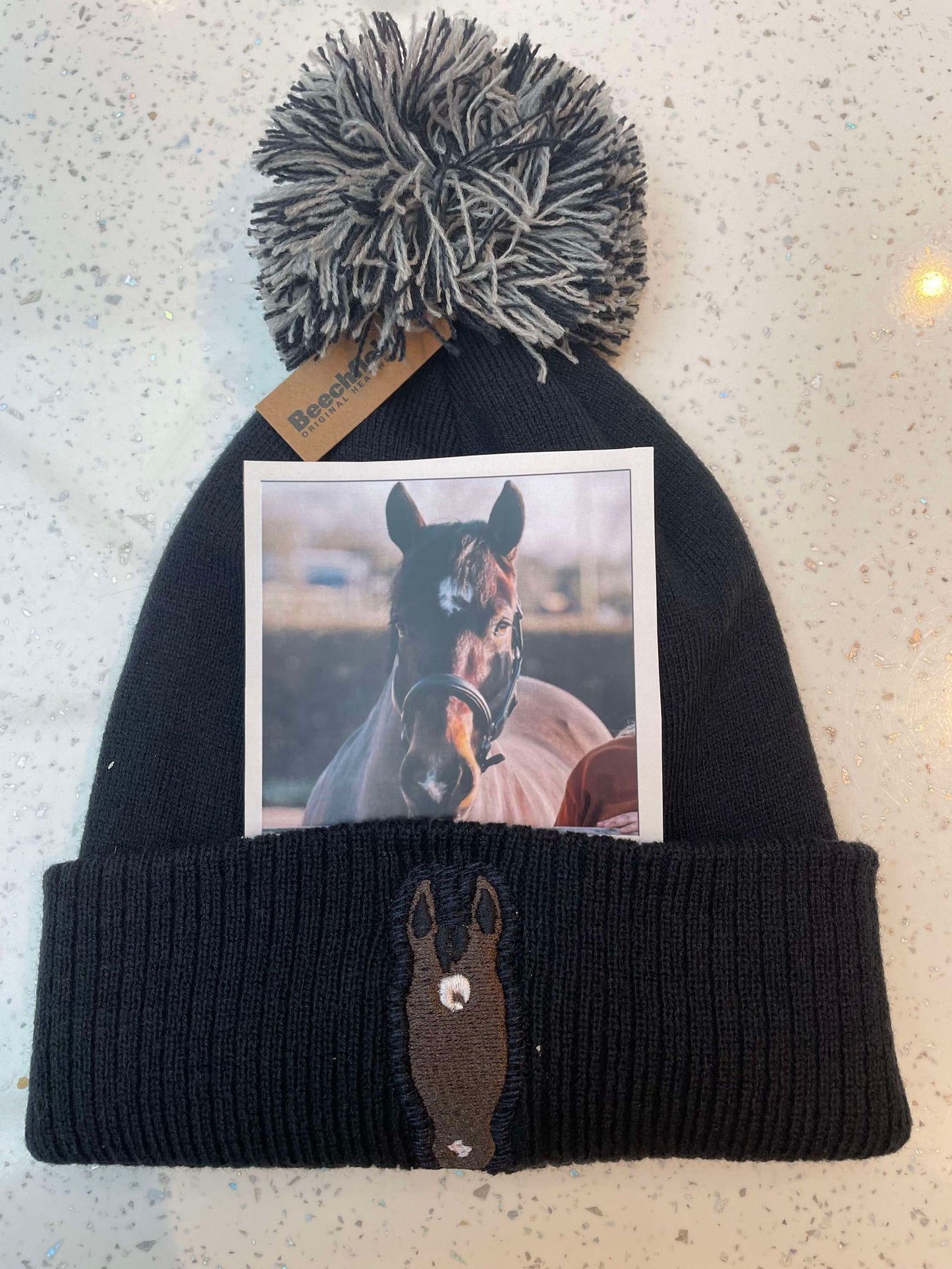 Personalised Embroidered Silhouette Pom Pom Hat