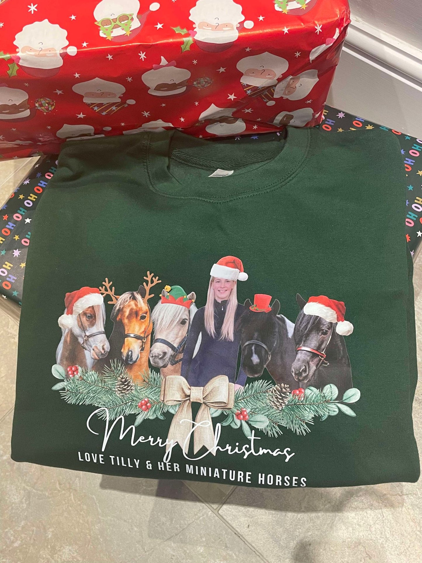 Personalised Printed Garland Christmas Jumper (Child)