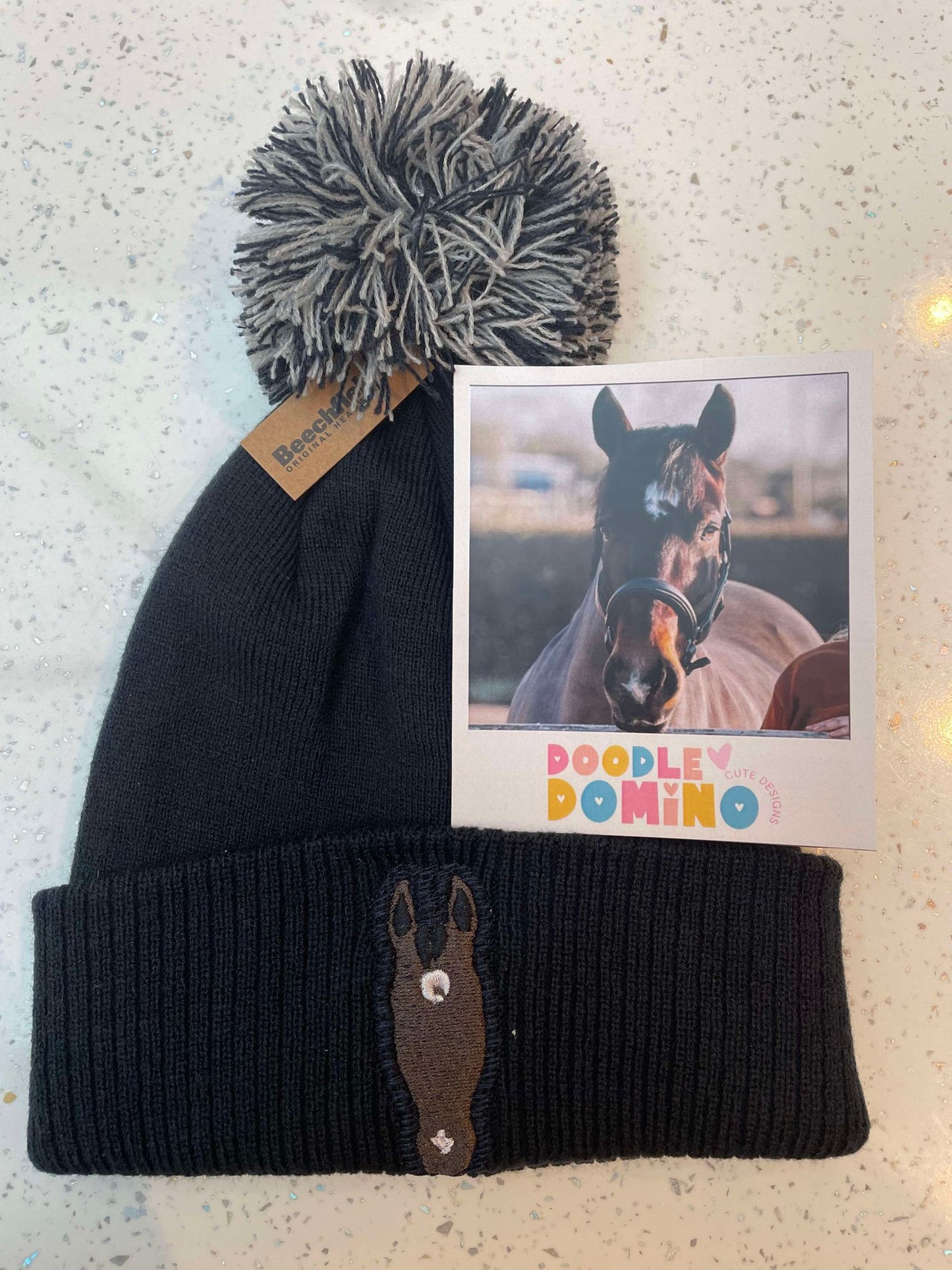 Personalised Embroidered Silhouette Pom Pom Hat