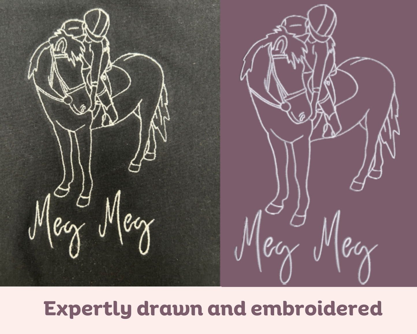 Children's Personalised Embroidered Horse Line Art Hoodie