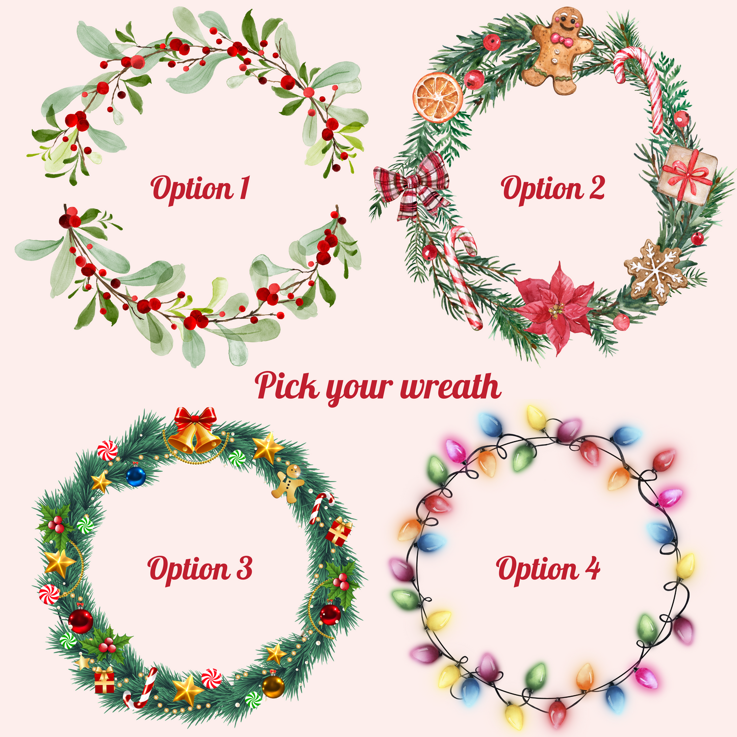 Personalised Printed Wreath Christmas Jumper (Childs)