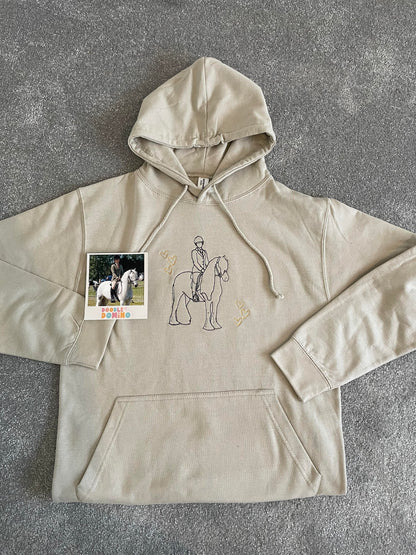 Personalised Embroidered Horse Line Art Hoodie