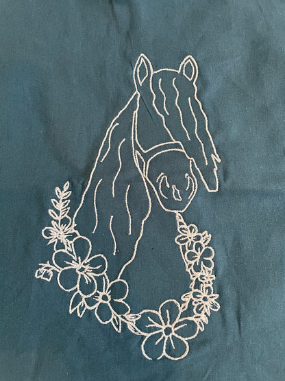 Embroidered Line Art Tote Bag