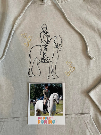 Personalised Embroidered Horse Line Art Hoodie