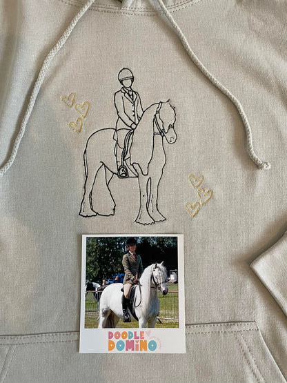 Children's Personalised Embroidered Horse Line Art Hoodie