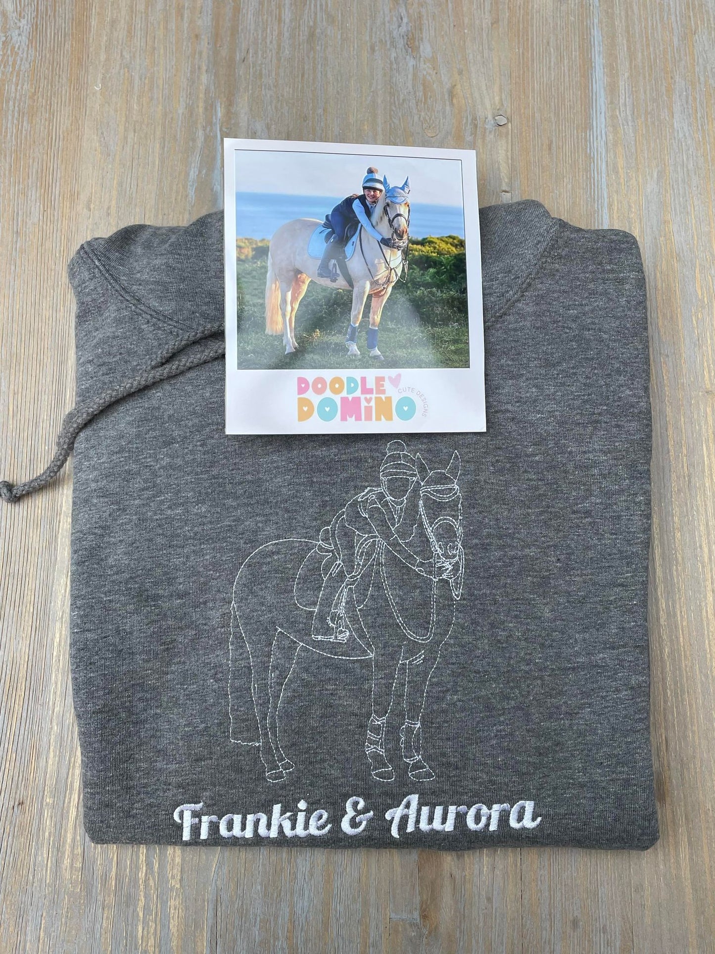 Personalised Embroidered Horse Line Art Hoodie