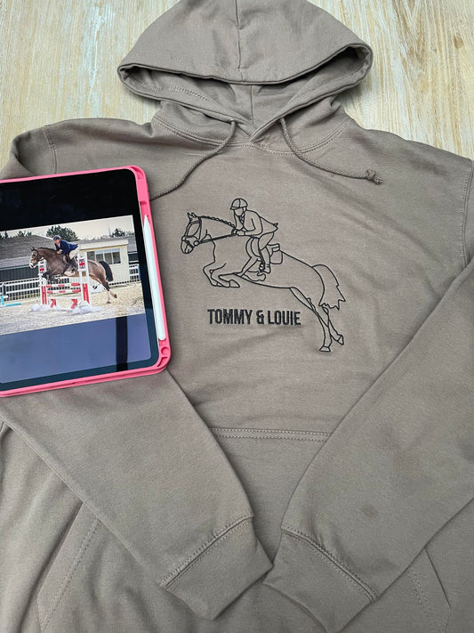Personalised Embroidered Horse Line Art Hoodie