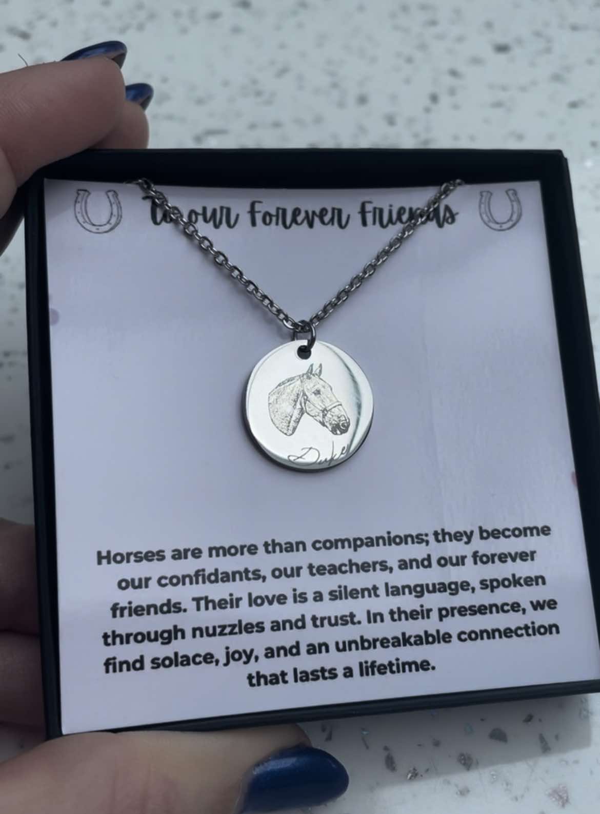 Personalised Engraved Horse Necklace