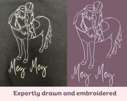 Personalised Embroidered Horse Line Art Hoodie