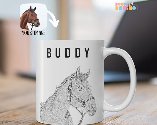Personalised Horse Line Drawing Mug